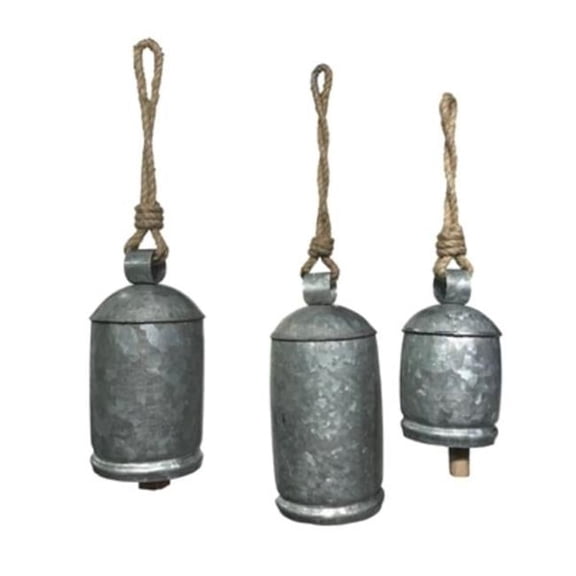 Metrotex Designs 62138 Rural School Bells, Galvanized - Set of 3