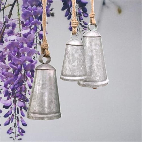 Metrotex Designs 62139 Sun Temple Bells, Galvanized - Set of 3