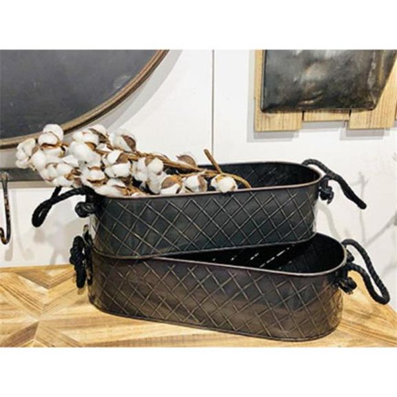 Metrotex Designs 66001 Rope Handled Trays, Glossy Bronze - Set of 2