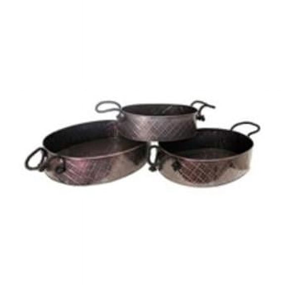 Metrotex Designs 66002 Rope Handled Trays, Glossy Bronze - Set of 3