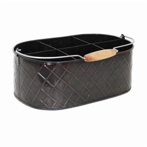 Metrotex Designs 66005 11.75 x 7.25 in. Oval Utensil Caddy, Glossy Bronze