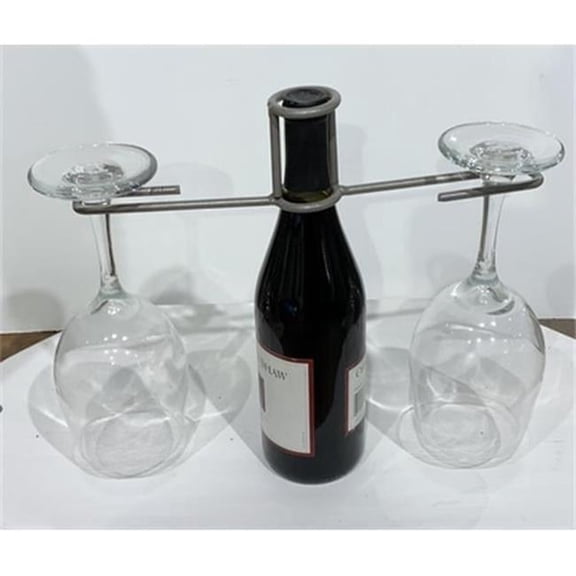Metrotex Designs 89068 11 x 3 in. Wine Bottle 2 Stem Contemporary Candle Holder - Pewter