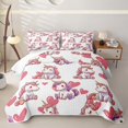 thumbnail image 1 of Metsweet Cute Unicorn Quilt King, Love Heart Print King Coverlet Set, Pink White, 1 of 7