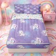 thumbnail image 1 of Metsweet Magical Horse Zipper Full Size Comforter Sets with Fitted Sheet and 2 Pillowcases, Starry Sky Zipper Bedding Set, Purple Pink Blue,4pcs, 1 of 6