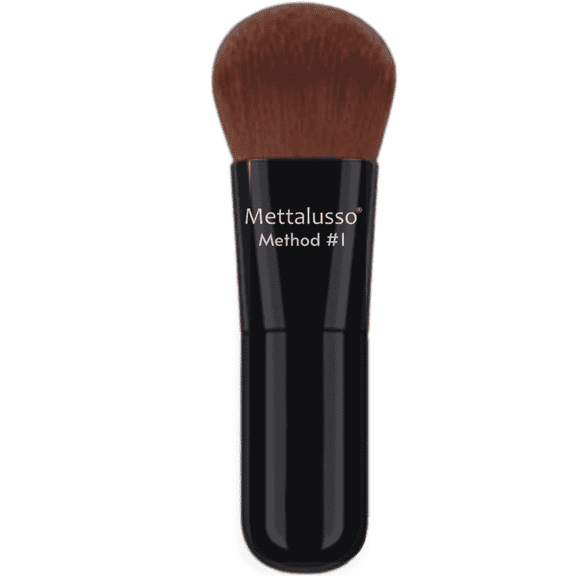 Mettalusso Method #1 Precise Rounded Complexion Powder Makeup Brush, Vegan Nylon, Black