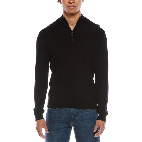 Mette mens Merino Wool 1/4-Zip Mock Neck Sweater, l, Black