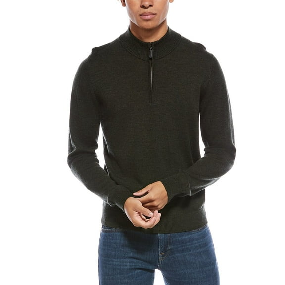 Mette mens  Merino Wool 1/4-Zip Mock Neck Sweater, l, Green