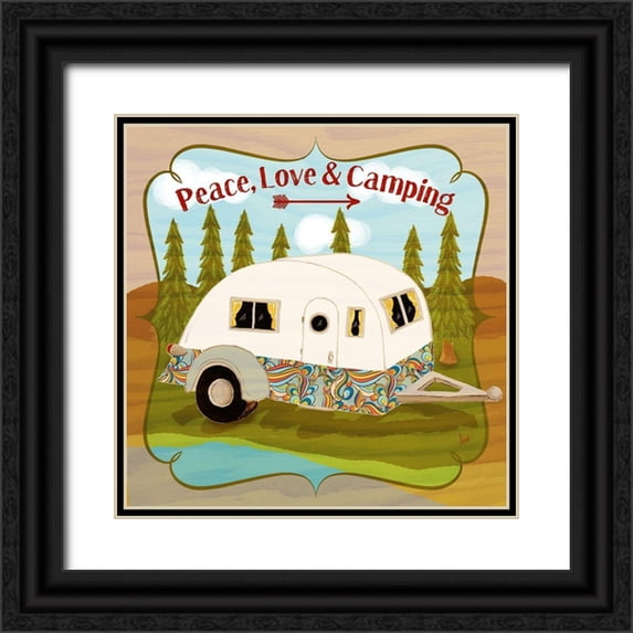 Metz, Andi 12x12 Black Ornate Wood Framed with Double Matting Museum Art Print Titled - Camping III