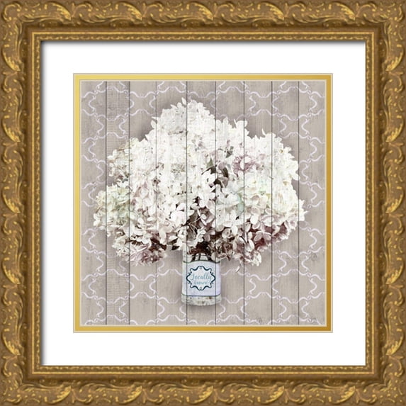 Metz, Andi 12x12 Gold Ornate Wood Framed with Double Matting Museum Art Print Titled - Hydrangia I