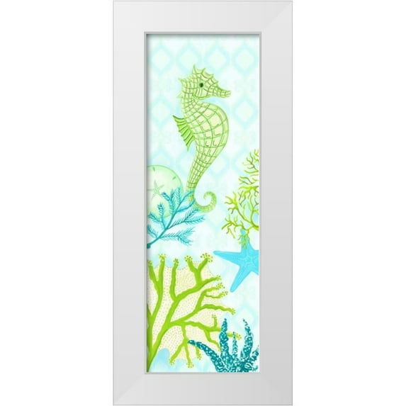 Metz, Andi 13x32 White Modern Wood Framed Museum Art Print Titled - Seahorse Reef Panel I