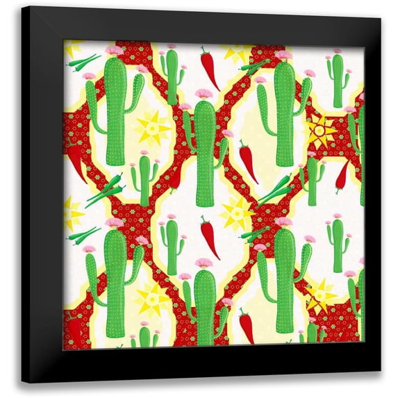 Metz, Andi 15x15 Black Modern Framed Museum Art Print Titled - Chili Fiesta Pattern II