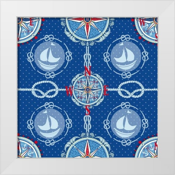 Metz, Andi 15x15 White Modern Wood Framed Museum Art Print Titled - Nautical Navigation Pattern IV