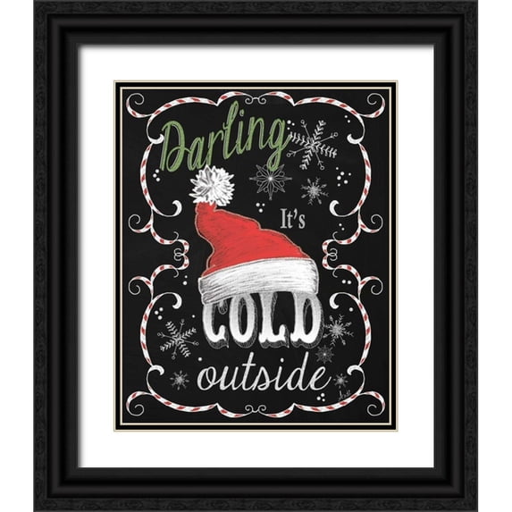 Metz, Andi 15x18 Black Ornate Wood Framed with Double Matting Museum Art Print Titled - Snow Chalk Art I