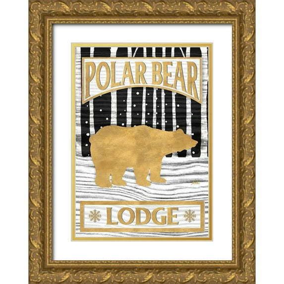 Metz, Andi 18x24 Gold Ornate Wood Framed with Double Matting Museum Art Print Titled - Winter Lodge Sign I