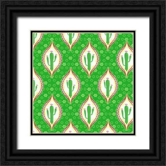 Metz, Andi 20x20 Black Ornate Wood Framed with Double Matting Museum Art Print Titled - Chili Fiesta Pattern I