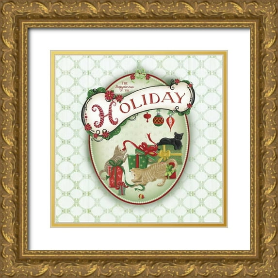 Metz, Andi 20x20 Gold Ornate Wood Framed with Double Matting Museum Art Print Titled - Pet Christmas II