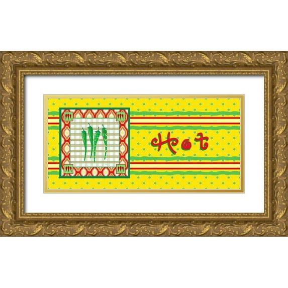 Metz, Andi 24x13 Gold Ornate Wood Framed with Double Matting Museum Art Print Titled - Chili Fiesta Panel I