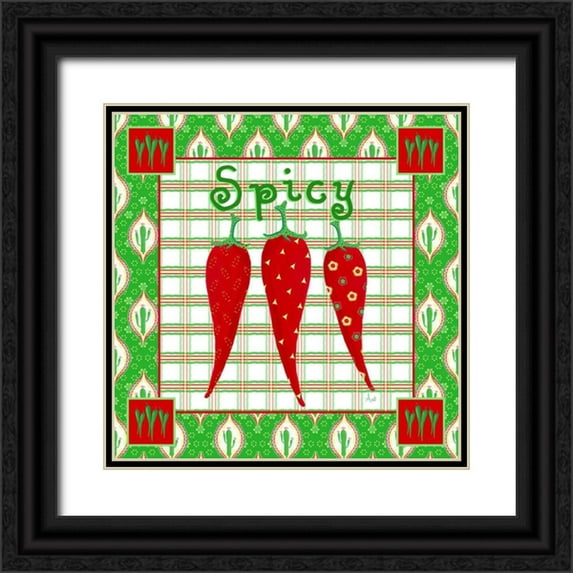 Metz, Andi 26x26 Black Ornate Wood Framed with Double Matting Museum Art Print Titled - Chili Fiesta II