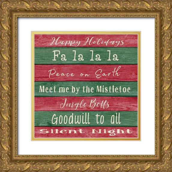 Metz, Andi 26x26 Gold Ornate Wood Framed with Double Matting Museum Art Print Titled - Holiday Chants I