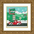 thumbnail image 1 of Metz, Andi 26x26 Gold Ornate Wood Framed with Double Matting Museum Art Print Titled - Retro Santa Driving II, 1 of 4