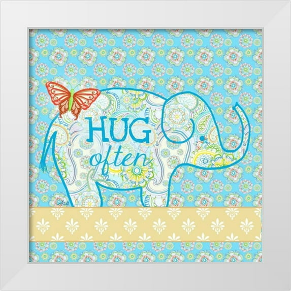 Metz, Andi 26x26 White Modern Wood Framed Museum Art Print Titled - Blue Elephant I