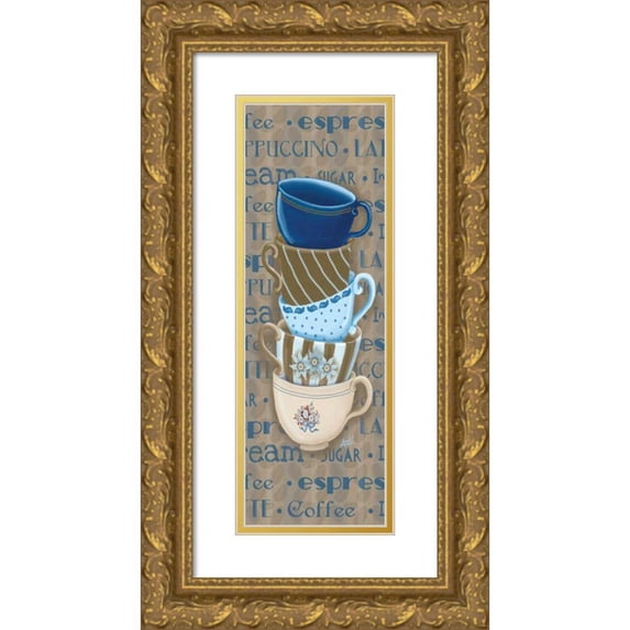 Metz, Andi 9x18 Gold Ornate Wood Framed with Double Matting Museum Art Print Titled - Coffee Cup Stack II
