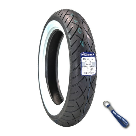 Metzeler ME 888 Marathon Ultra White Wall 130/90-16 REINF Front Tire with Keychain