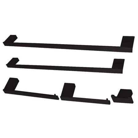 Metzinger Bathroom Accessory Set, Matte Black - 5 Piece