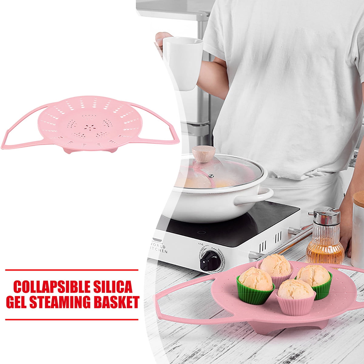 Meuva 1Pack Vegetable Steamer Basket BPA Free Silicone Great For