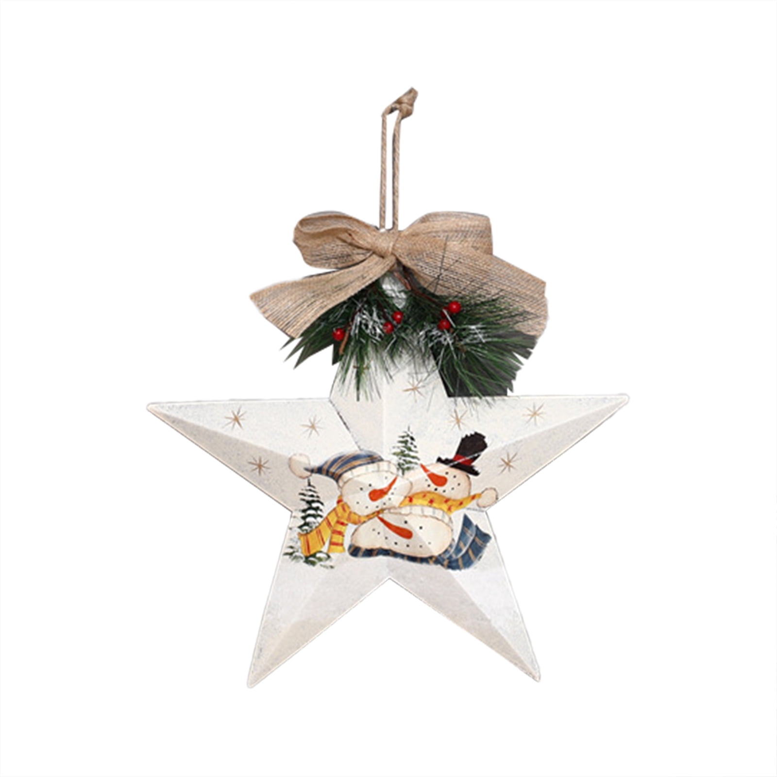 Meuva Christmas Art Five Pointed Star Snowman Christmas Tree Hanging