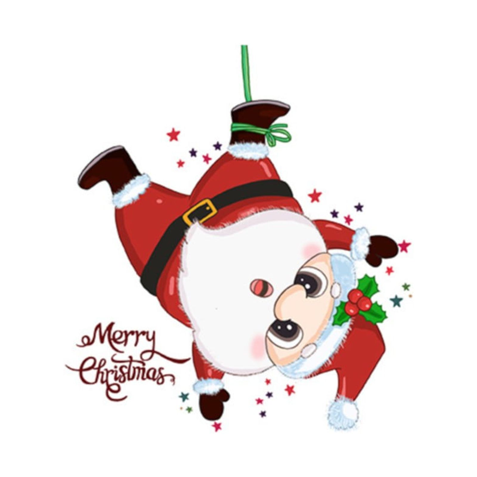 Meuva Christmas Stickers Hanging Upside Down Wall Stickers Cartoon