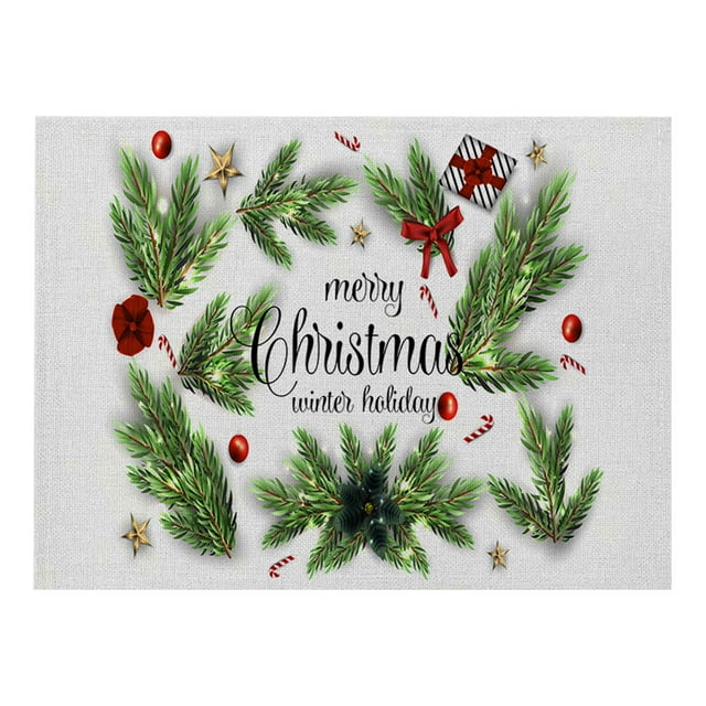 Meuva Christmas Table Placemats Christmas Rustic Vintage Washable Table