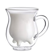 Meuva Prevent Scald Cartoon Lovely Double Glass Milk Coffee Cup With Round Mouth And Mugs Set Yes Studio Mug by The Cup