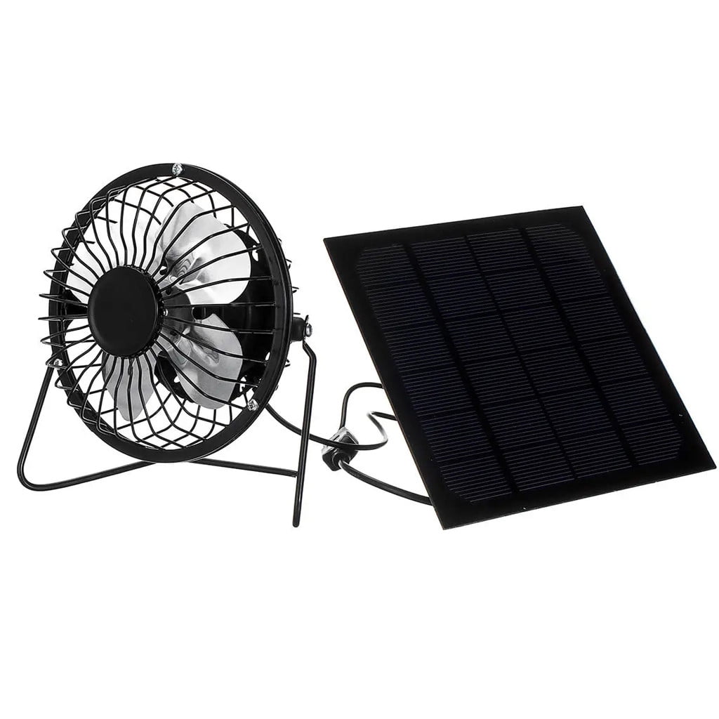 Meuva Solar Panel Powered USB Fan 4 Inch 5W Cooling Ventilation for Outdoor Traveling Pedestal