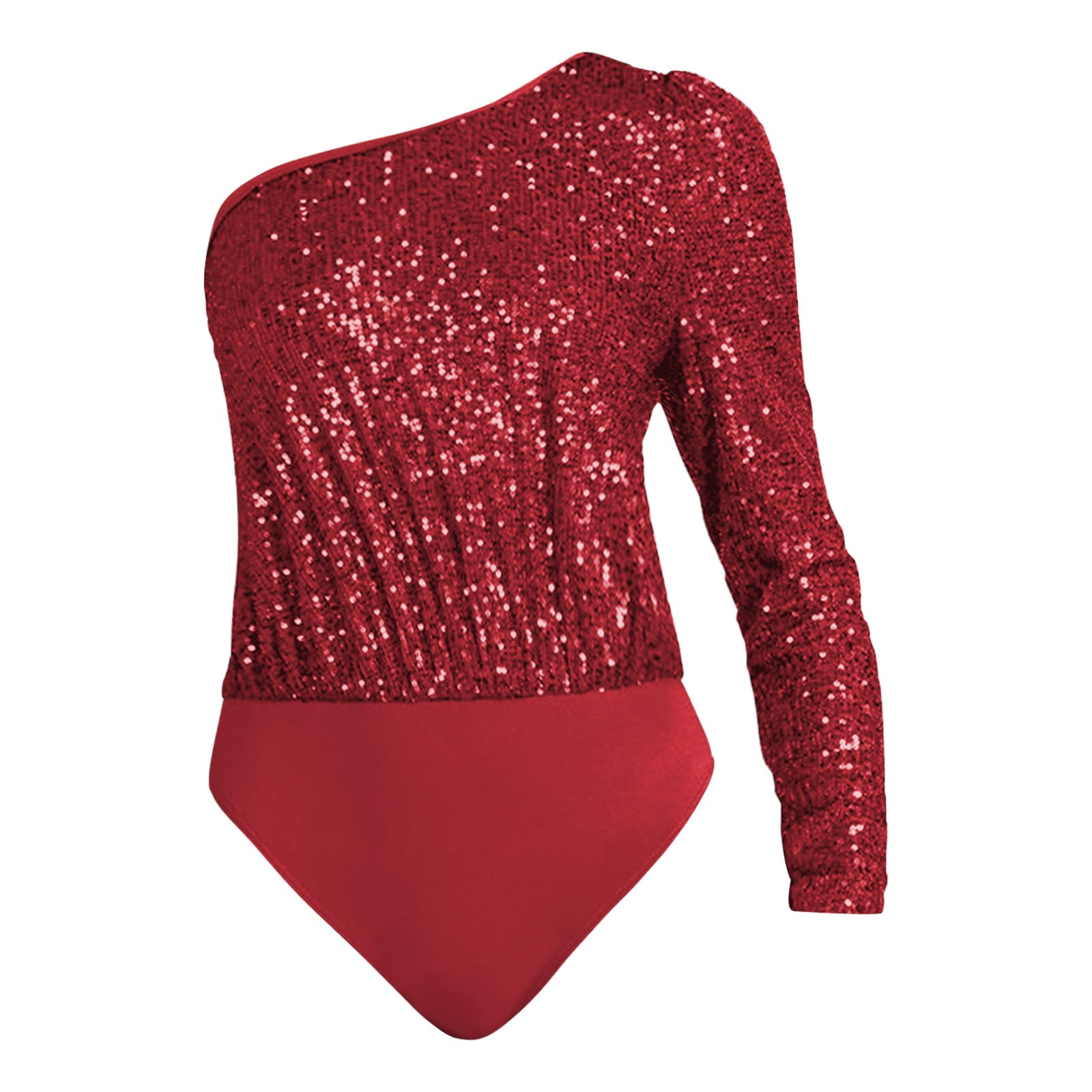 Meuva Women's Jumpsuit Shiny Tight Jumpsuit Single Shoulder