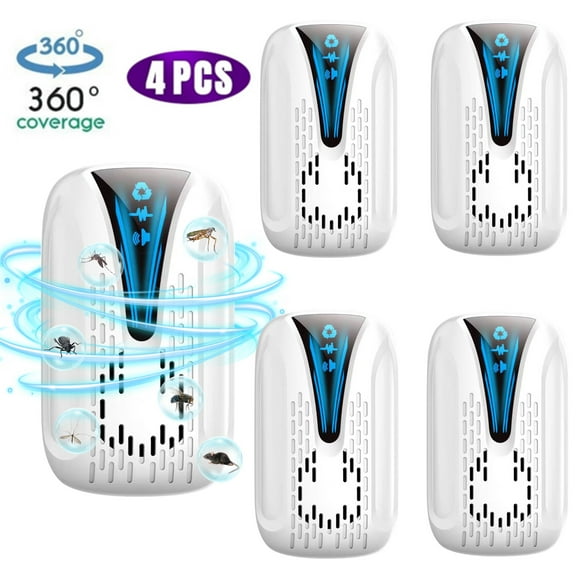 Meuvax Electronic Pest Control Plug in for Mice Bug Mosquito Rodent Mouse Roach Insects, Mouse Deterent for House, Kitchen, Office, 4 Pack