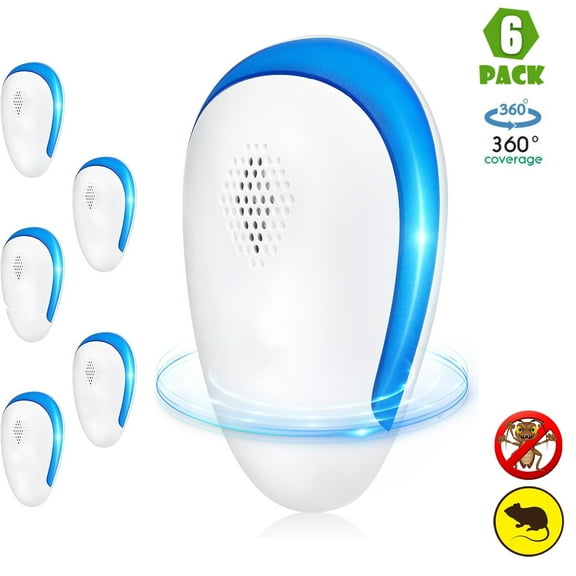 Meuvax Mouse Repelent Plug in Indoor, 6 Packs Electronic Pest Control Indoor Plug in for Roaches, Rats, Mice, Bugs, Rodents for Home Kitchen Garage Office