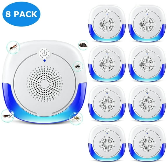 Meuvax Ultrasonic Mouse Repelent Indoor, 8 Pack Pest Control Plug in Indoor for Mice, Roaches, Bugs, Rodents, Rats, Indoor Use for House, Kitchen, Garage, Warehouse, Office