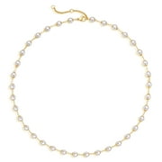 Mevecco 14K Gold Plated Dainty Cute Pearl Chain Choker Necklace Jewelry Gift for Women