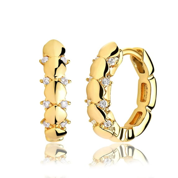 MEVECCO 14K Gold Plated Dainty Shining Diamond Huggie Hoop Earring for Women Jewelry Gift