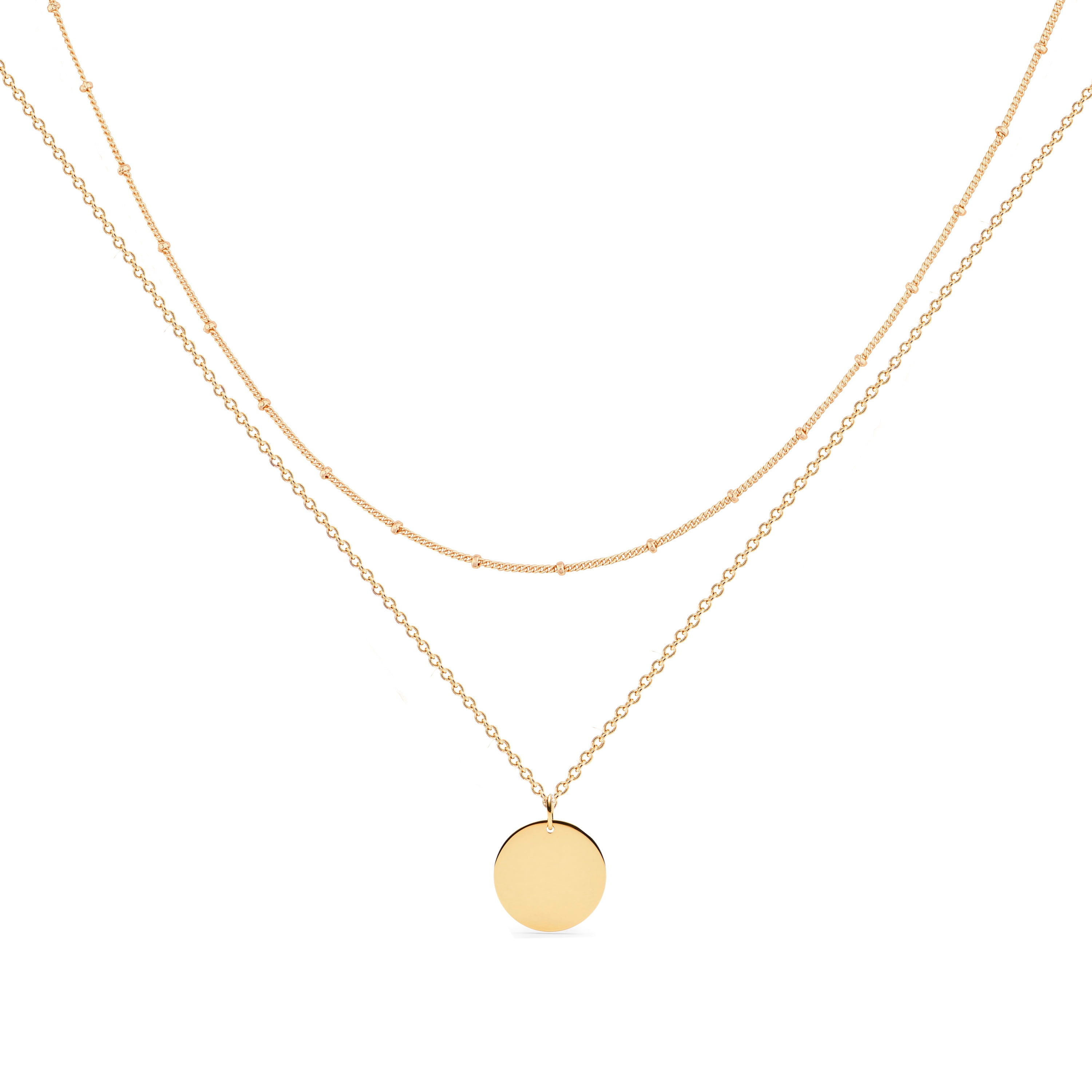 Mevecco 18K Gold Layered Disc/Circle Bead Chain Dainty Elegant Simple ...
