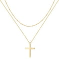 thumbnail image 1 of Mevecco 18K Gold Plated Cute Faith/Jesus Charm Satellite Bead Chain Layered Cross Necklace for Women, 1 of 7