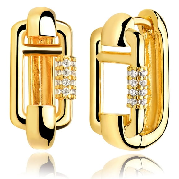 MEVECCO 14K Gold Plated Dainty Cubic Zirconia Huggie Hoop Earrings Jewelry Gift for Women