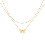 Mevecco 18K Gold Plated Dainty Cute Handmade Layered Choker Butterfly Necklace for Women Jewelry Gift