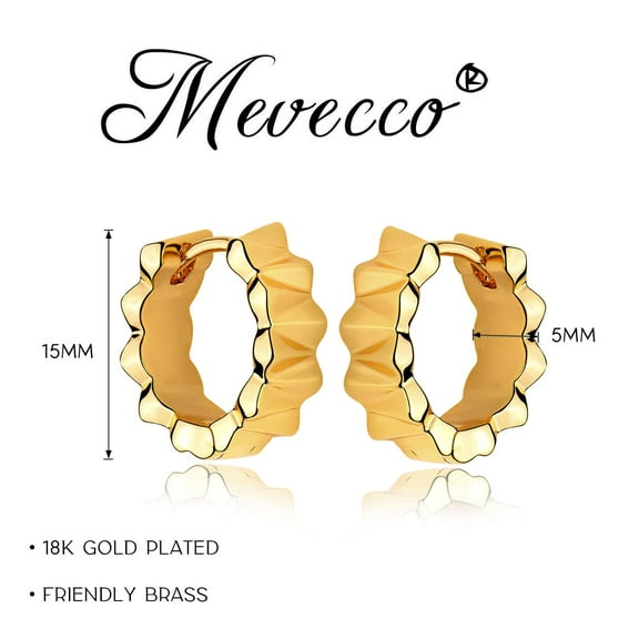 Mevecco 18K Gold Plated Dainty Minimalist Circle Huggie Hoop Earring for Women Jewelry Gift