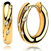 Mevecco 18K Gold Plated Dainty Minimalist Diamond Huggie Hoop Earring for Women Jewelry Gift