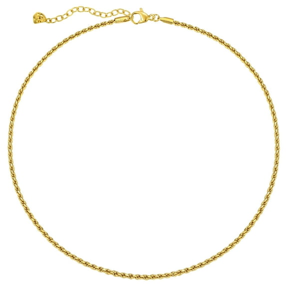 Mevecco 18k Gold Vacuum Plated Dainty Laser Cut Flat Ball Chain Choker Necklace for Women