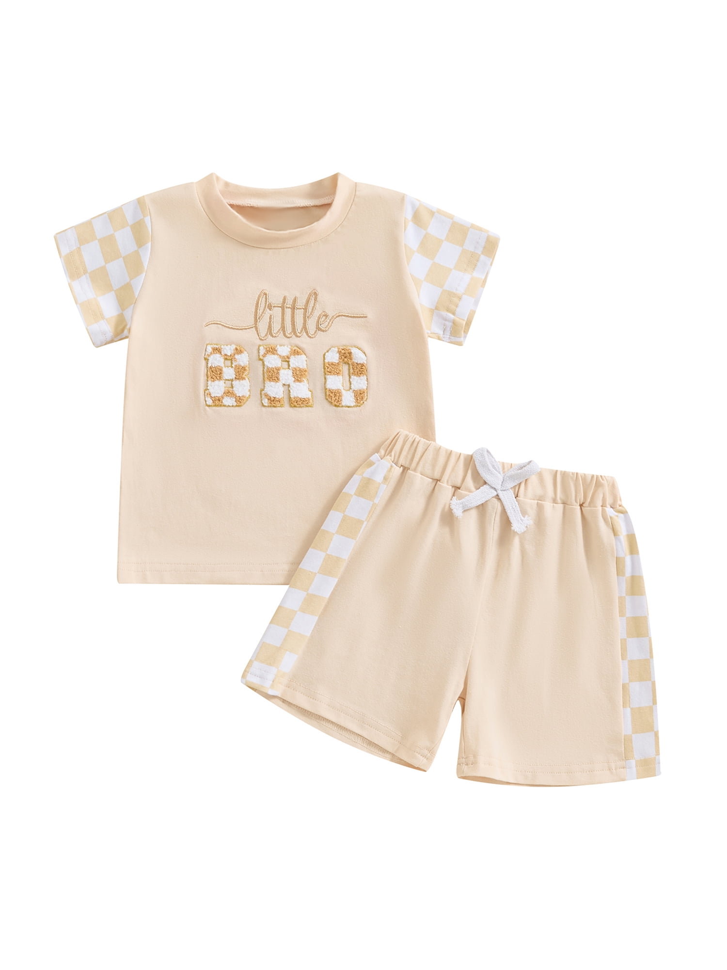 2pcs Brother Sister Matching Outfis, Lettres Printed Round Neck Short