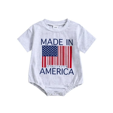 Mevireiy 4th of July Baby Boys Bubble Romper American Flag Print Onesie Bodysuit Outfits,Red,9-12 Months
