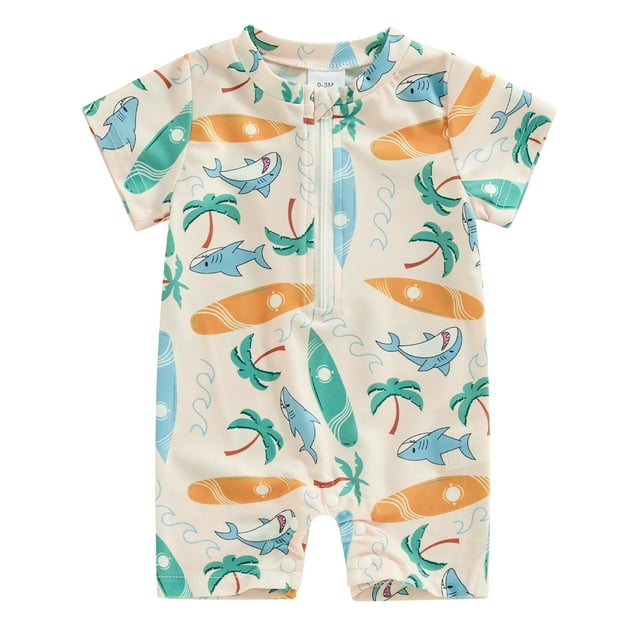 Mevireiy Baby Boy Rash Guard Swimsuit Sun Protection One Piece Zipper